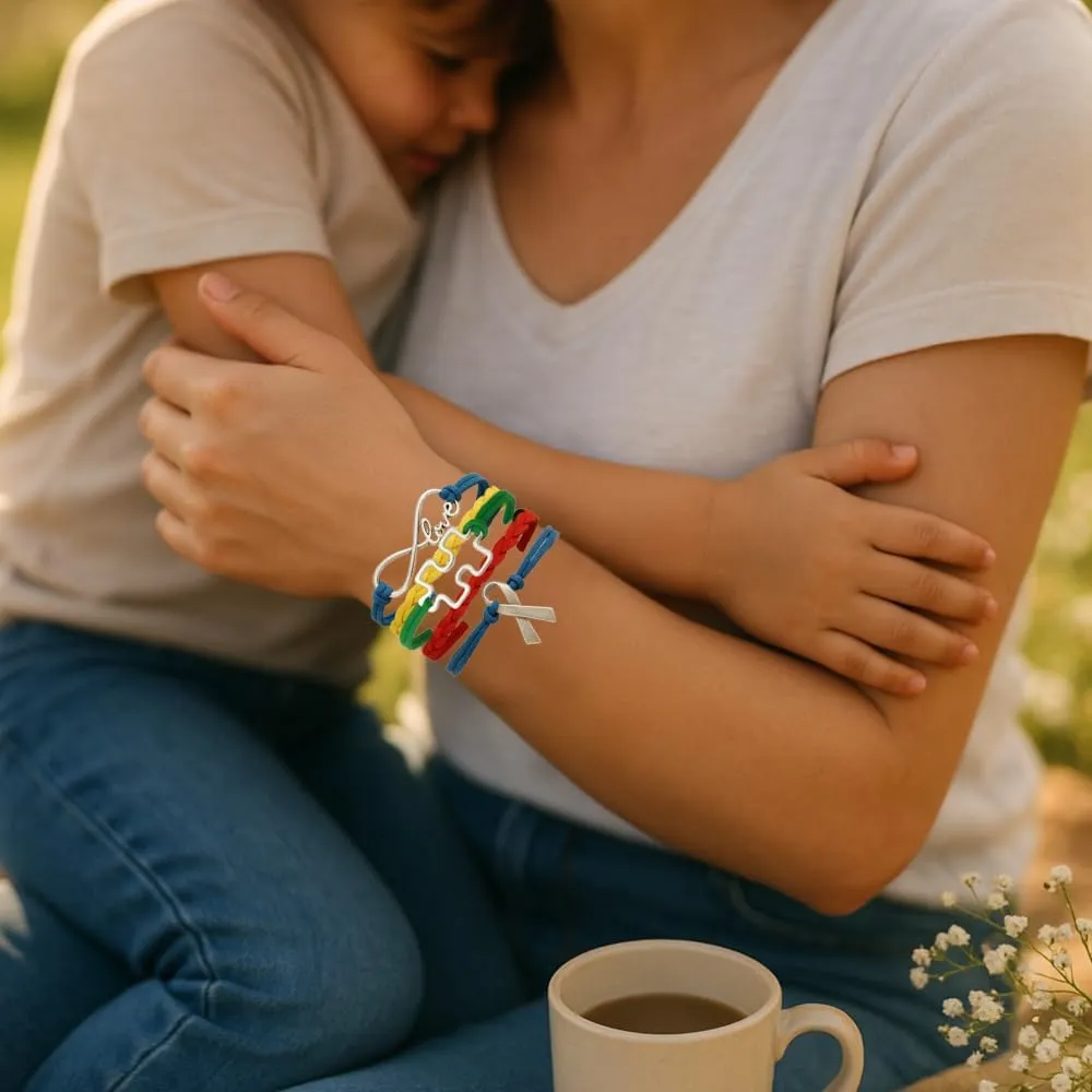 Infinity Collection - Autism Charm Infinity Bracelet, Puzzle Piece Heart Charm Awareness Jewelry