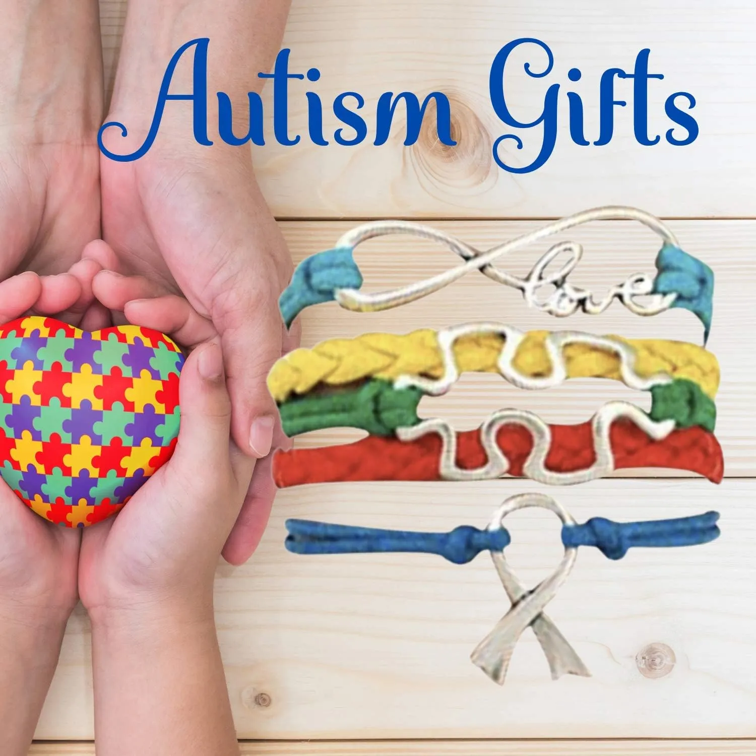Infinity Collection - Autism Charm Infinity Bracelet, Puzzle Piece Heart Charm Awareness Jewelry