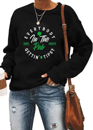 Irish Lucky St Patricks Day Sweatshirts Womens Vintage Leprechaun Graphic Tees