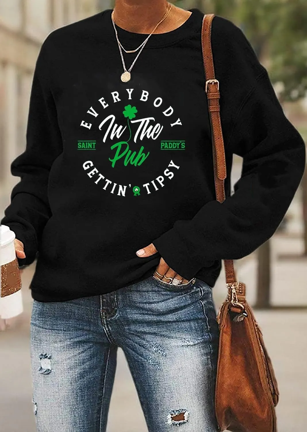 Irish Lucky St Patricks Day Sweatshirts Womens Vintage Leprechaun Graphic Tees