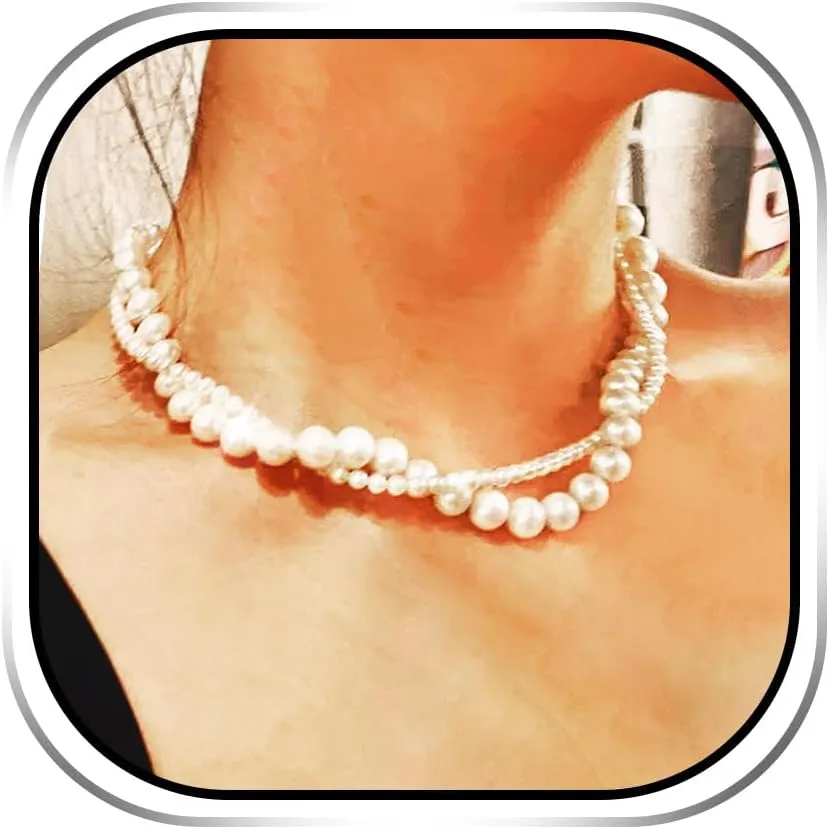 JAKAWIN Pearl Choker Necklace Layered Neck Chain Jewelry for Women