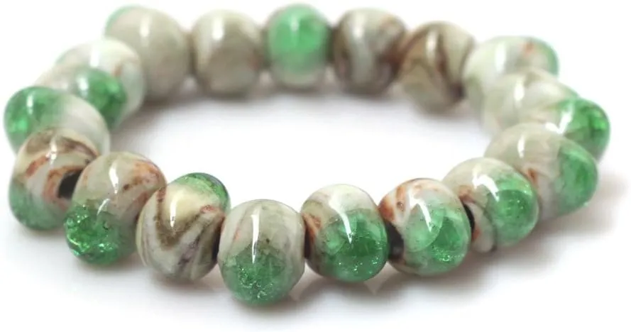 Jan&Dee Handmade Original Handmade Gem Green Ice Run Crystal Ceramic Beads Elastic Bracelet