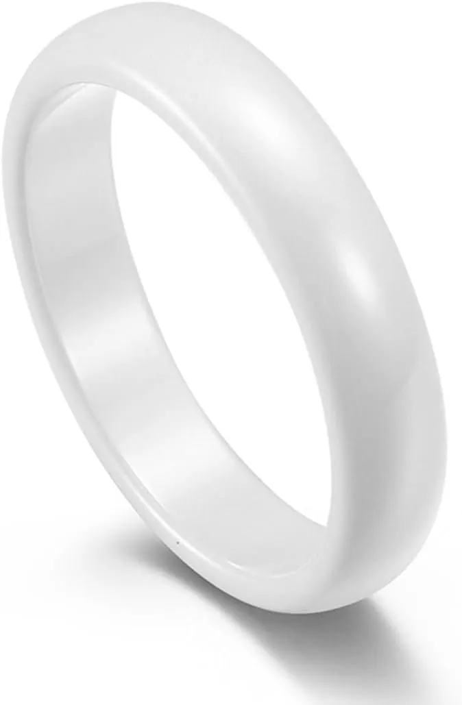 Japanese Minimalist Plain Ring Ceramic Ring, Couple Fashion Plain Ring Ceramic Matching Ring,White,10