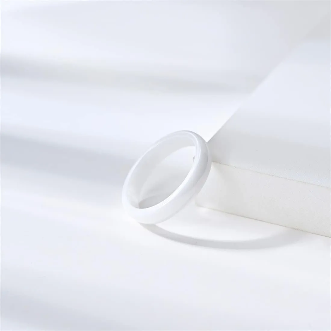 Japanese Minimalist Plain Ring Ceramic Ring, Couple Fashion Plain Ring Ceramic Matching Ring,White,10