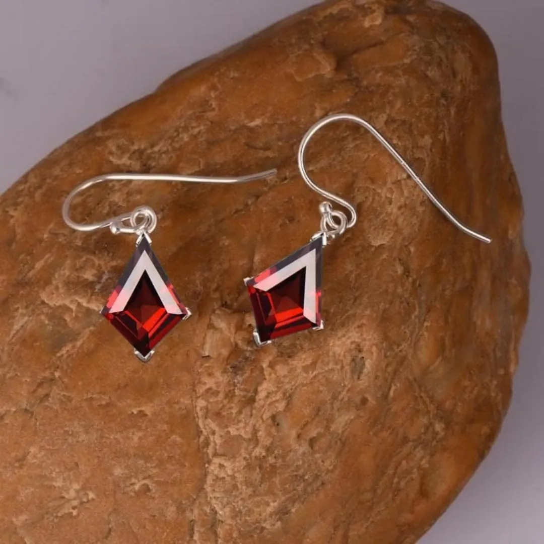 Kite Cut Lab Garnet Earring Women Earring Grop & Dangles Earring For women