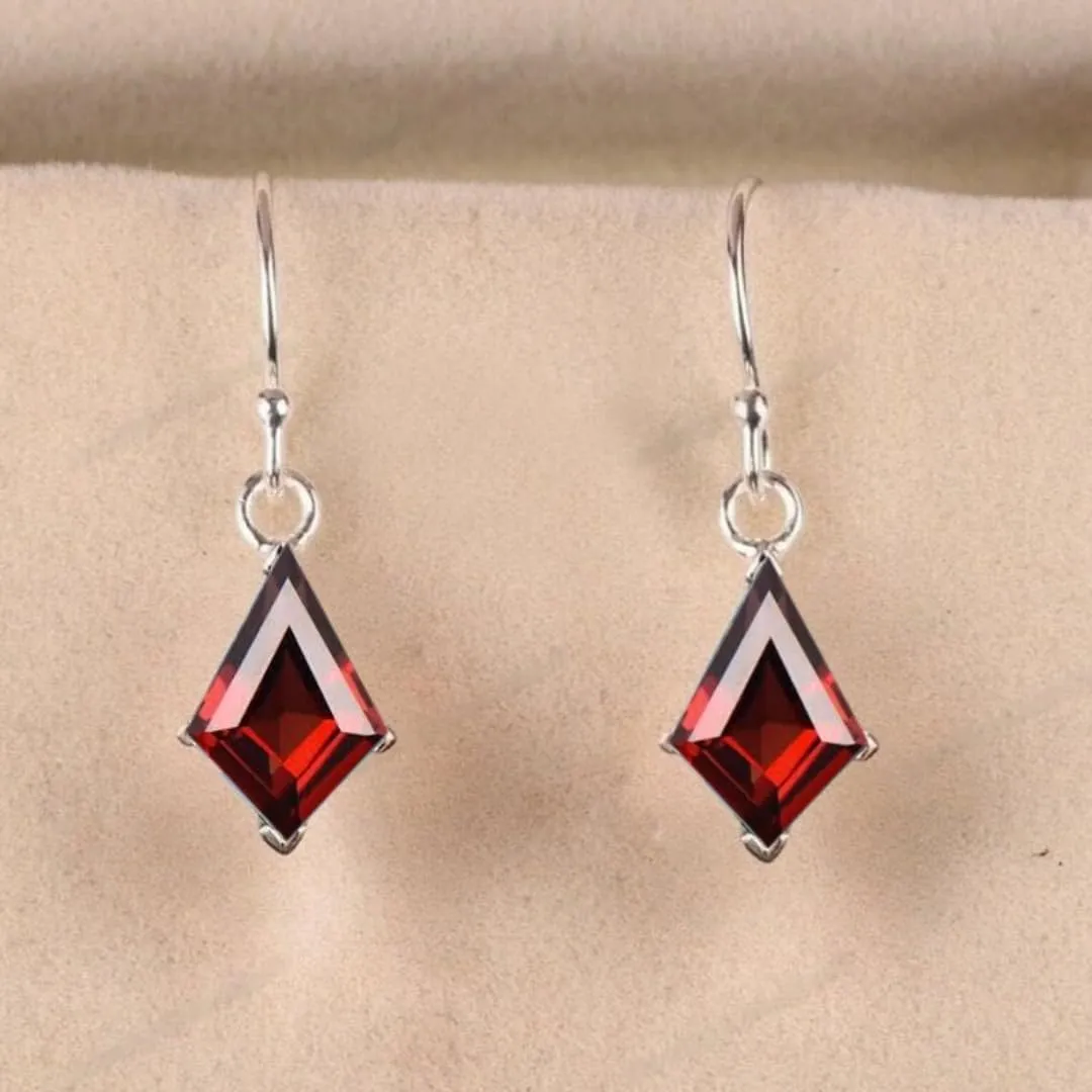 Kite Cut Lab Garnet Earring Women Earring Grop & Dangles Earring For women