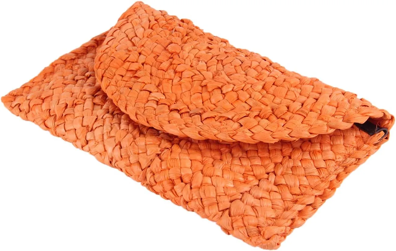 KUANG! Womens Straw Clutch Purse Handbag Shoulder Clutch Envelope Wallet Beach Straw Purse for Ladies