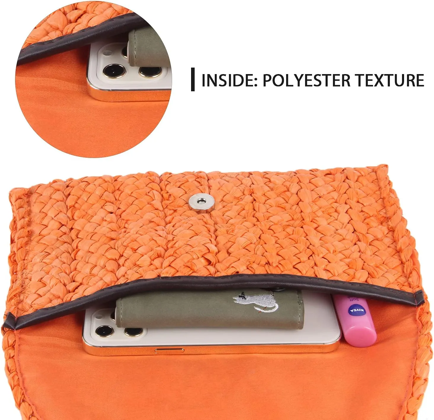 KUANG! Womens Straw Clutch Purse Handbag Shoulder Clutch Envelope Wallet Beach Straw Purse for Ladies