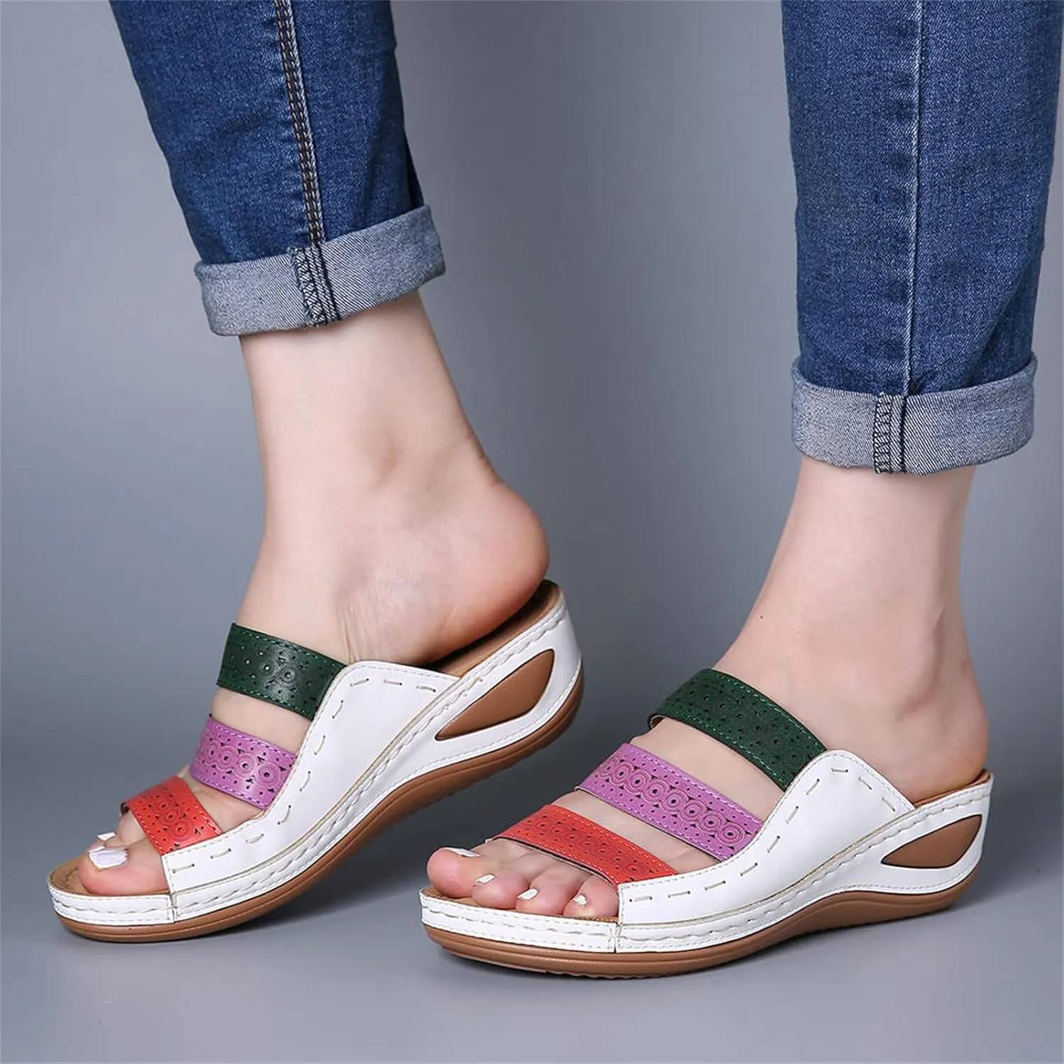 Ladmiple Summer Sandals For Women 2024 Trendy Casual Orthotic Slides Comfortable Orthopedic Slippers Dressy Walking Flip Flop