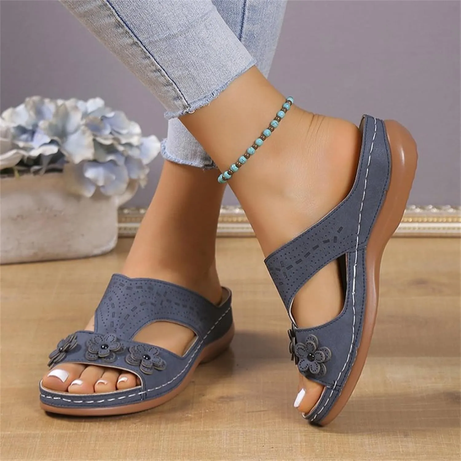Ladmiple Womens Sandals Comfortable Walking Dressy Orthopedic Slippers Arch Support Orthotic Flip Flops Beach Summer Slides