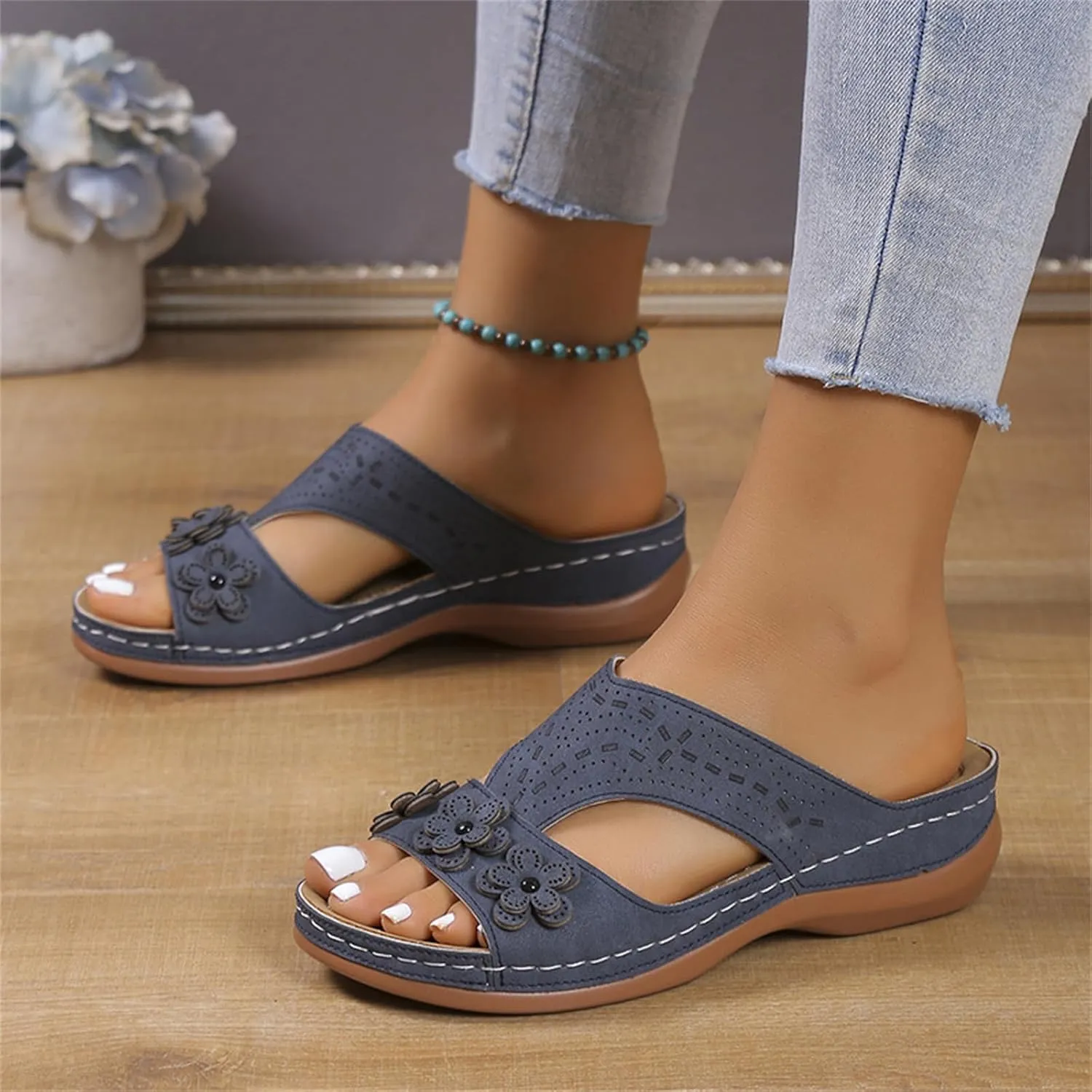 Ladmiple Womens Sandals Comfortable Walking Dressy Orthopedic Slippers Arch Support Orthotic Flip Flops Beach Summer Slides