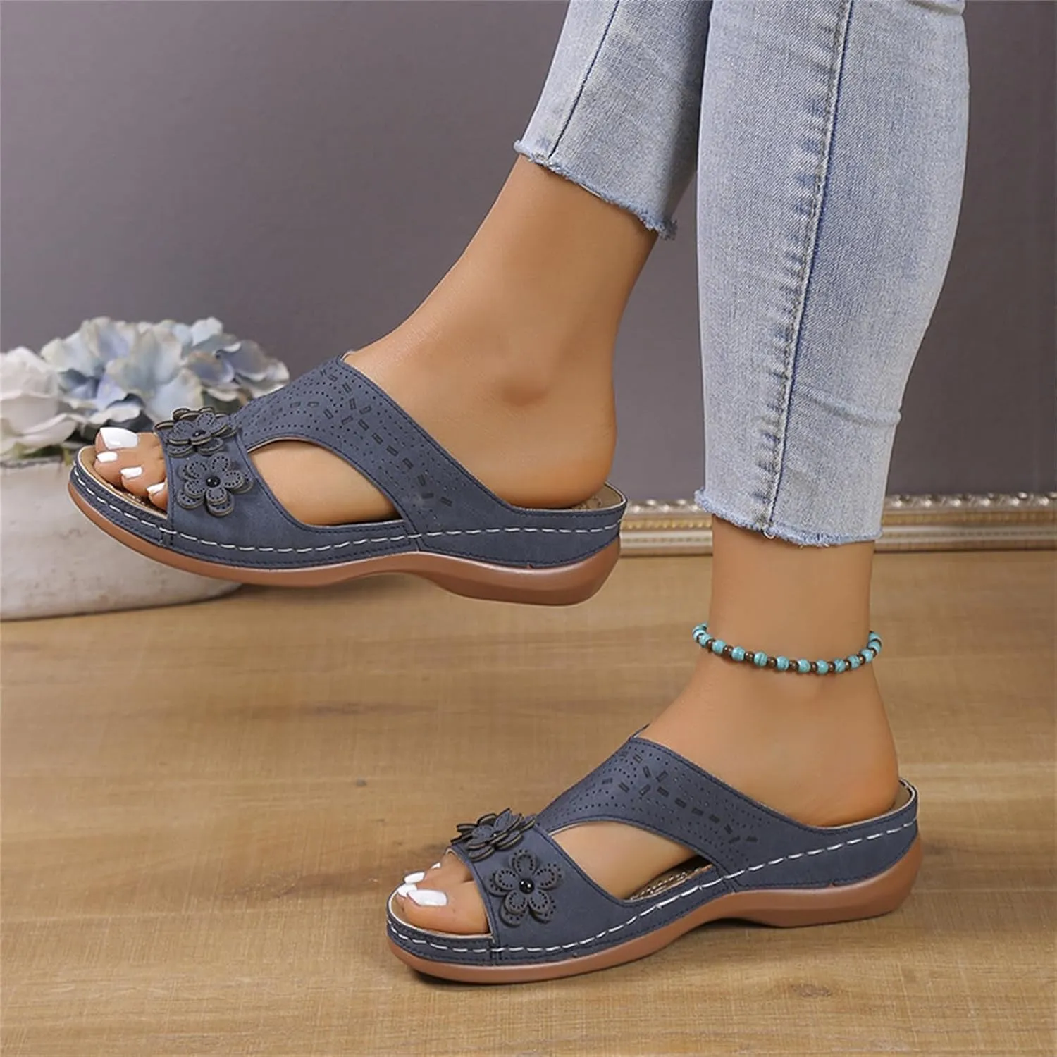 Ladmiple Womens Sandals Comfortable Walking Dressy Orthopedic Slippers Arch Support Orthotic Flip Flops Beach Summer Slides