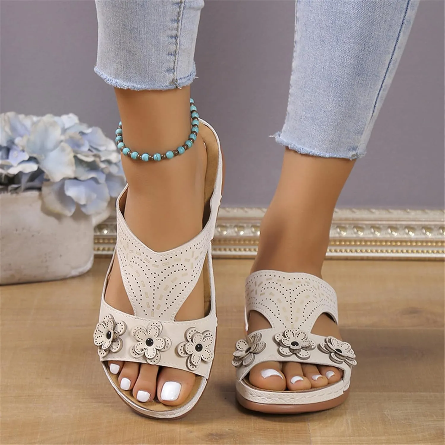 Ladmiple Womens Sandals Comfortable Walking Dressy Orthopedic Slippers Arch Support Orthotic Flip Flops Beach Summer Slides