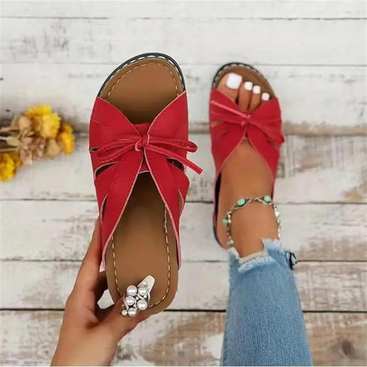 Ladmiple Womens Sandals Comfortable Walking Dressy Orthotic Flip Flops Open Toe Arch Support Summer Orthopedic Slippers