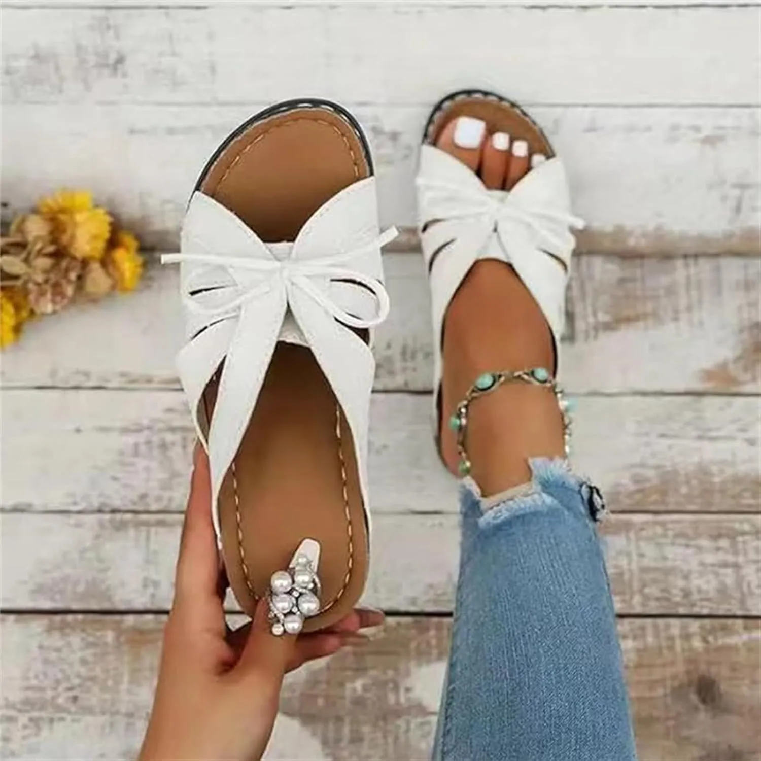 Ladmiple Womens Sandals Comfortable Walking Dressy Orthotic Flip Flops Open Toe Arch Support Summer Orthopedic Slippers