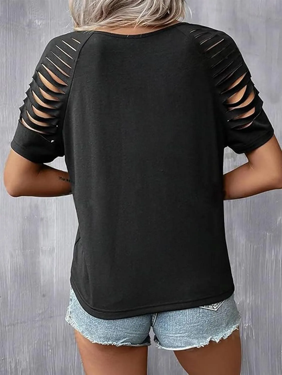 LANMERTREE Cut Out V Neck T Shirts Nashville Outfits for Women Casual Loose Shirt Country Music Graphic Tee Shirts