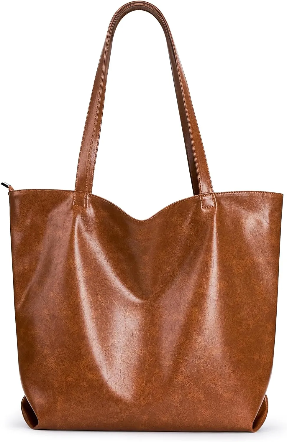 Large Soft Tote Bag for Women Genuine Leather Hobo Handbag with Zipper for Work Travel or Shopping