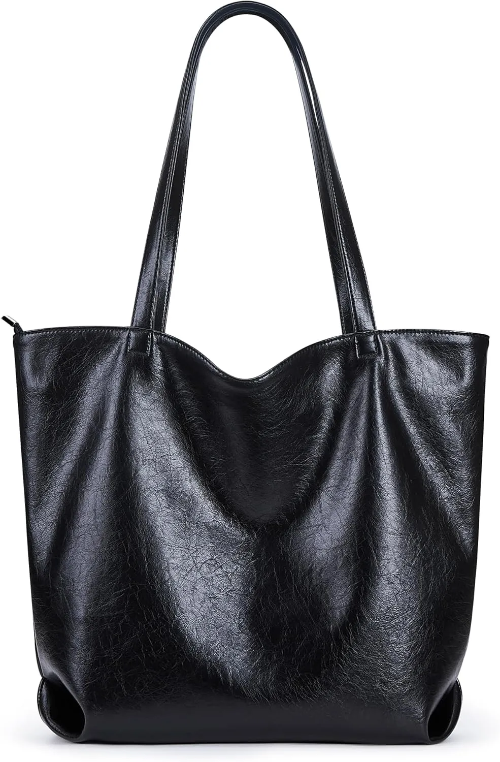Large Soft Tote Bag for Women Genuine Leather Hobo Handbag with Zipper for Work Travel or Shopping