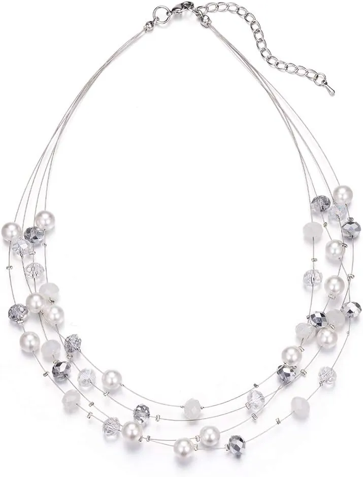 Layered Choker Freshwater Pearl Necklace - Fashion Jewelry Necklace Gifts For Women