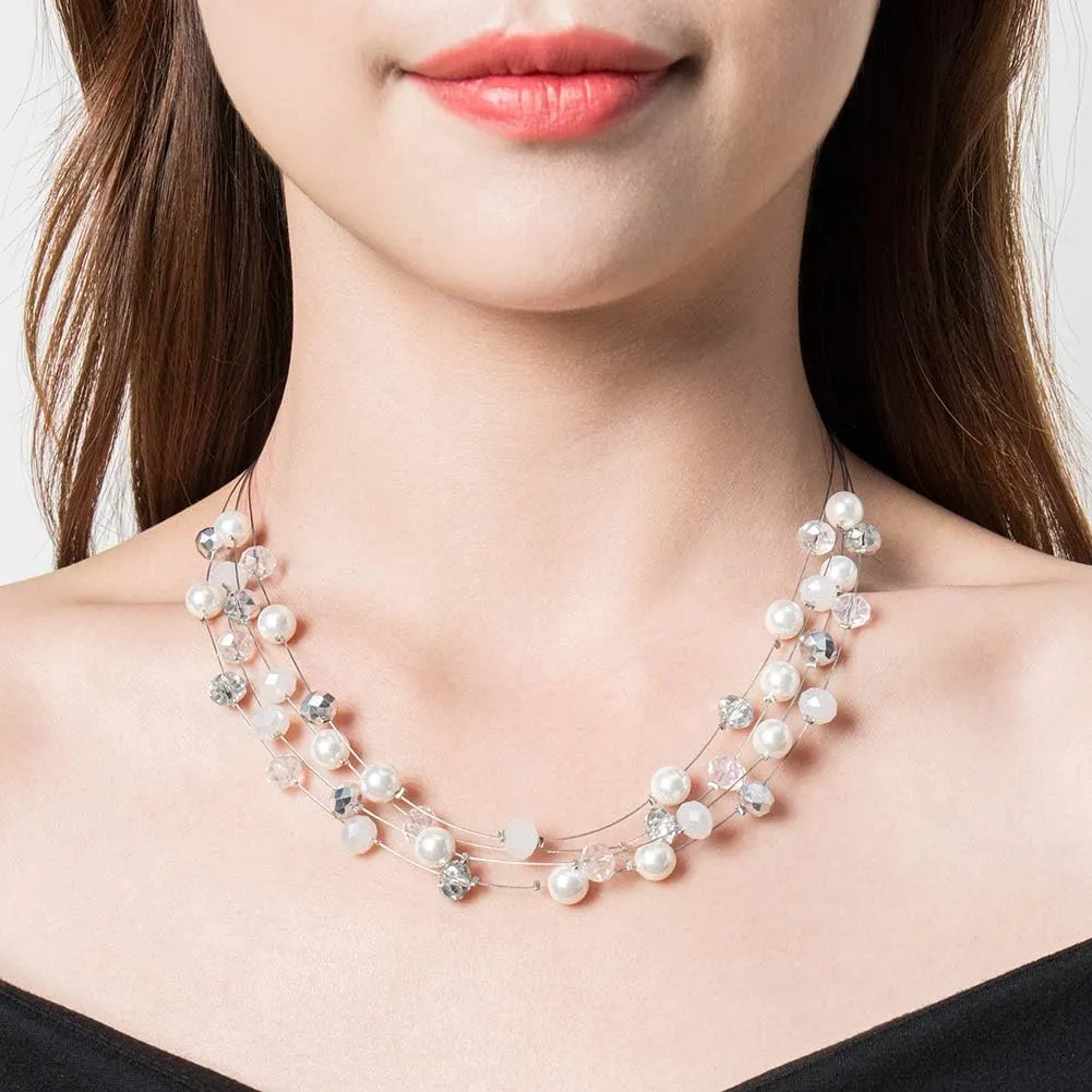 Layered Choker Freshwater Pearl Necklace - Fashion Jewelry Necklace Gifts For Women