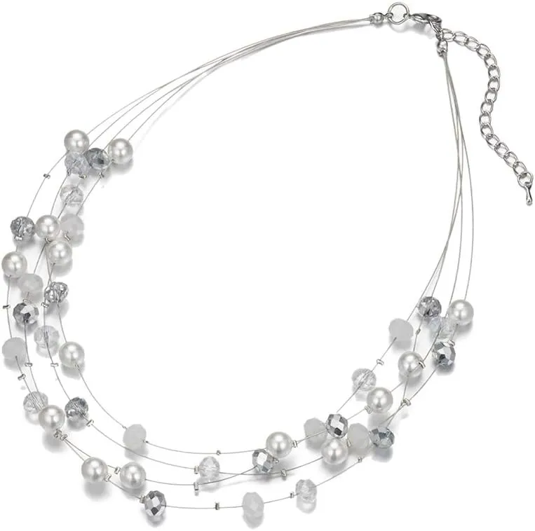 Layered Choker Freshwater Pearl Necklace - Fashion Jewelry Necklace Gifts For Women