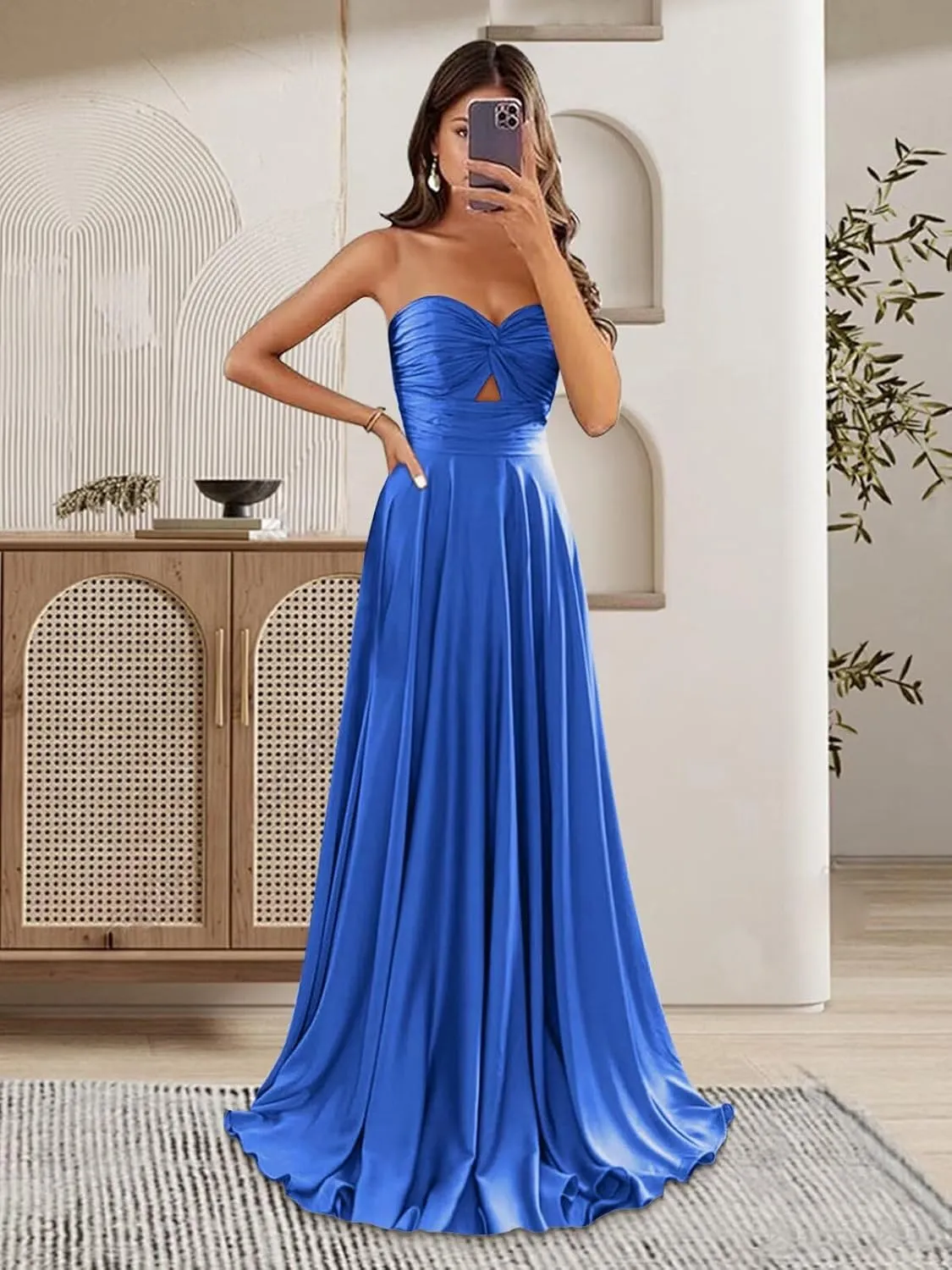 Lindo Novia Satin Bridesmaid Dresses for Wedding Prom Dresses 2025 for Women Keyhole Formal Evening Party Gowns