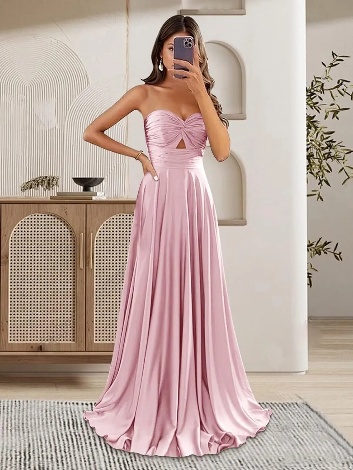 Lindo Novia Satin Bridesmaid Dresses for Wedding Prom Dresses 2025 for Women Keyhole Formal Evening Party Gowns