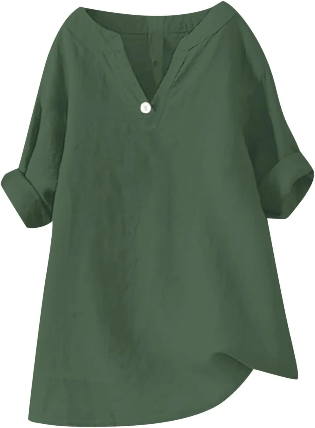 Linen Shirts for Women Short Sleeve Solid Dressy Casual Blouses Collared V Neck Loose Cotton Tshirts Summer Tops 2025
