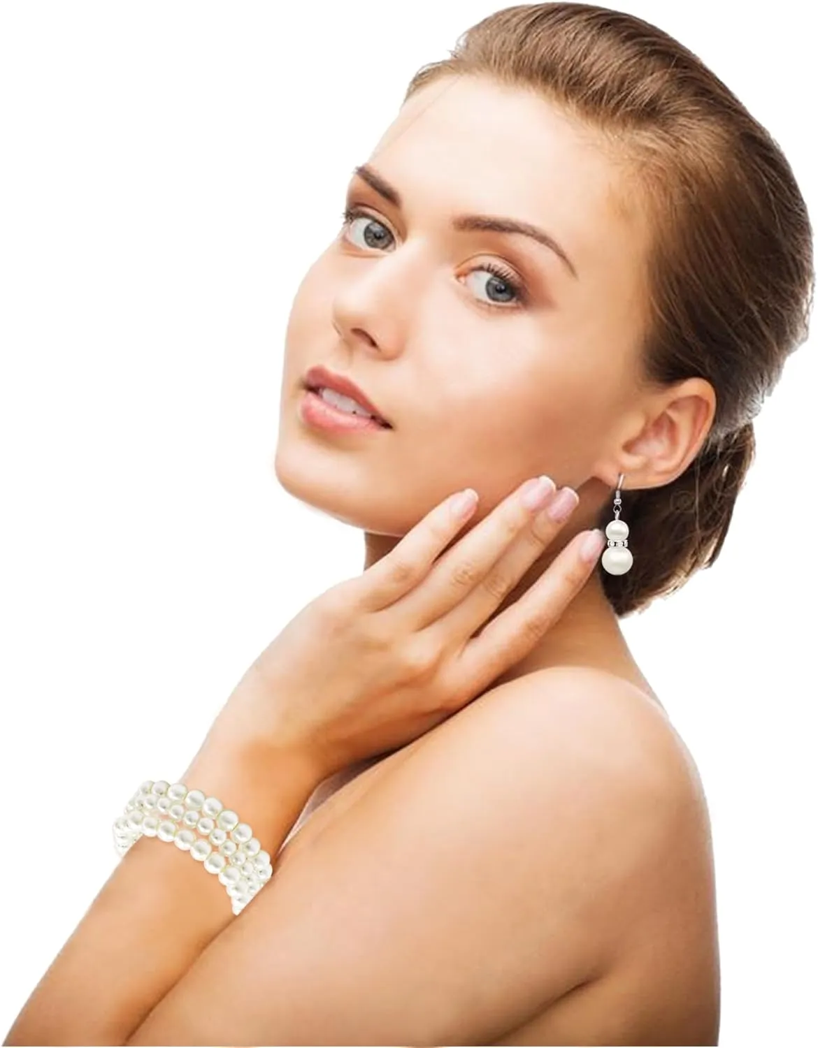 Long Pearl Necklaces for Women Cream White Faux Pearl Strand Layered Necklace Costume Jewelry