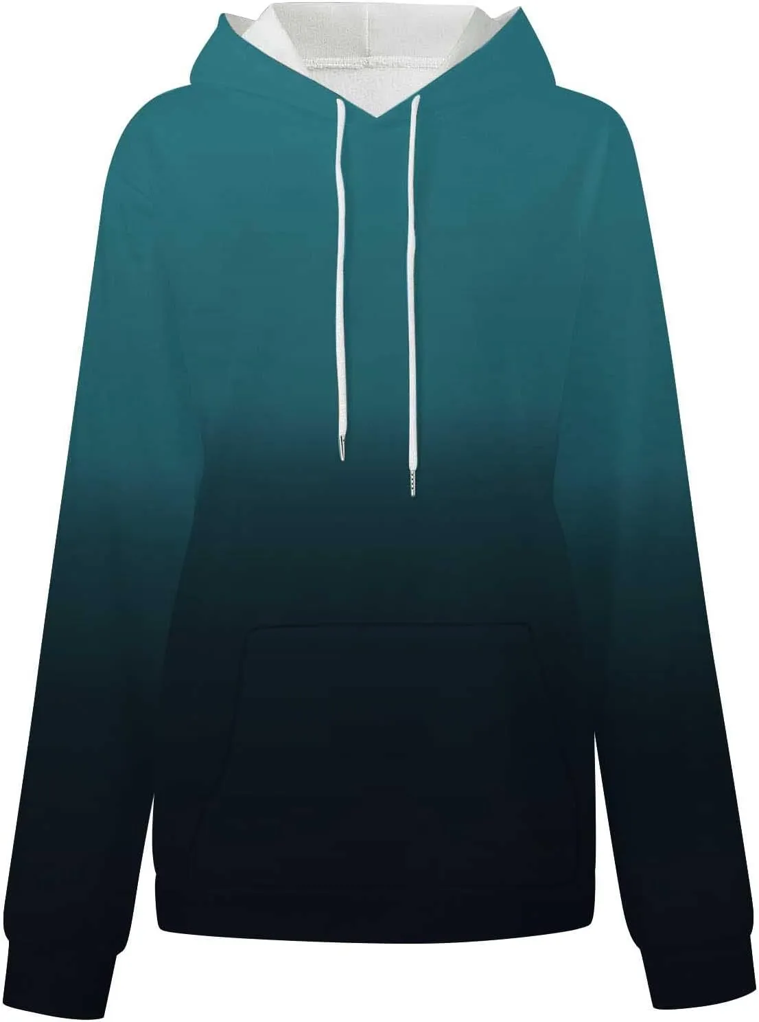 Long Sleeve Blouses for Women Fashion Drawstring Gradient Color Hooded Sweatshirts Causal Oversized Shirts Pullover