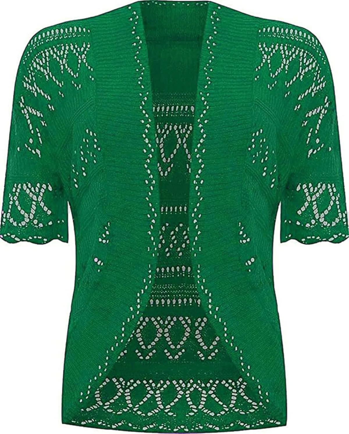 Loxdonz Women's Short Sleeve Crochet Knitted Bolero Shrug Cardigan Cropped Sweater
