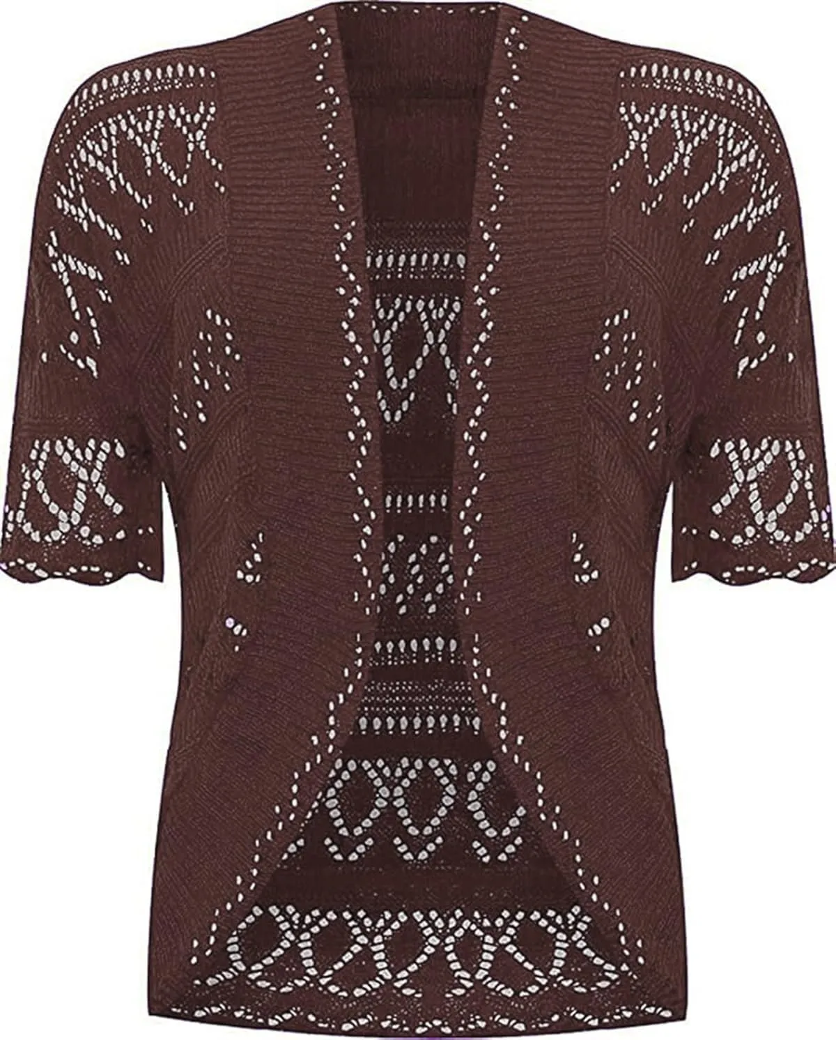 Loxdonz Women's Short Sleeve Crochet Knitted Bolero Shrug Cardigan Cropped Sweater