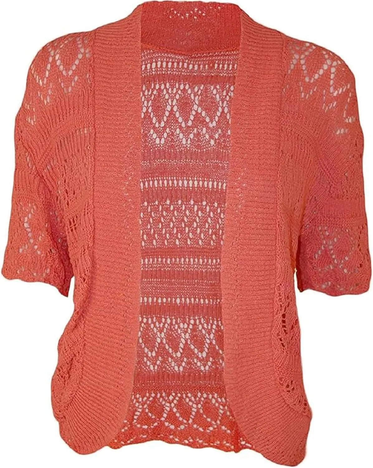 Loxdonz Women's Short Sleeve Crochet Knitted Bolero Shrug Cardigan Cropped Sweater