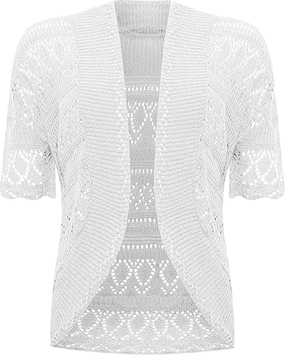 Loxdonz Women's Short Sleeve Crochet Knitted Bolero Shrug Cardigan Cropped Sweater