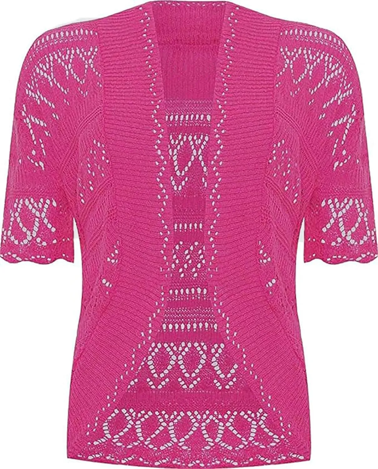 Loxdonz Women's Short Sleeve Crochet Knitted Bolero Shrug Cardigan Cropped Sweater