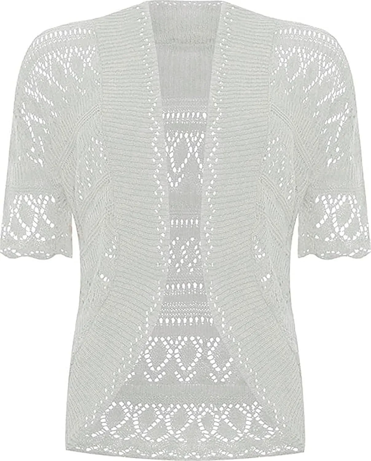 Loxdonz Women's Short Sleeve Crochet Knitted Bolero Shrug Cardigan Cropped Sweater