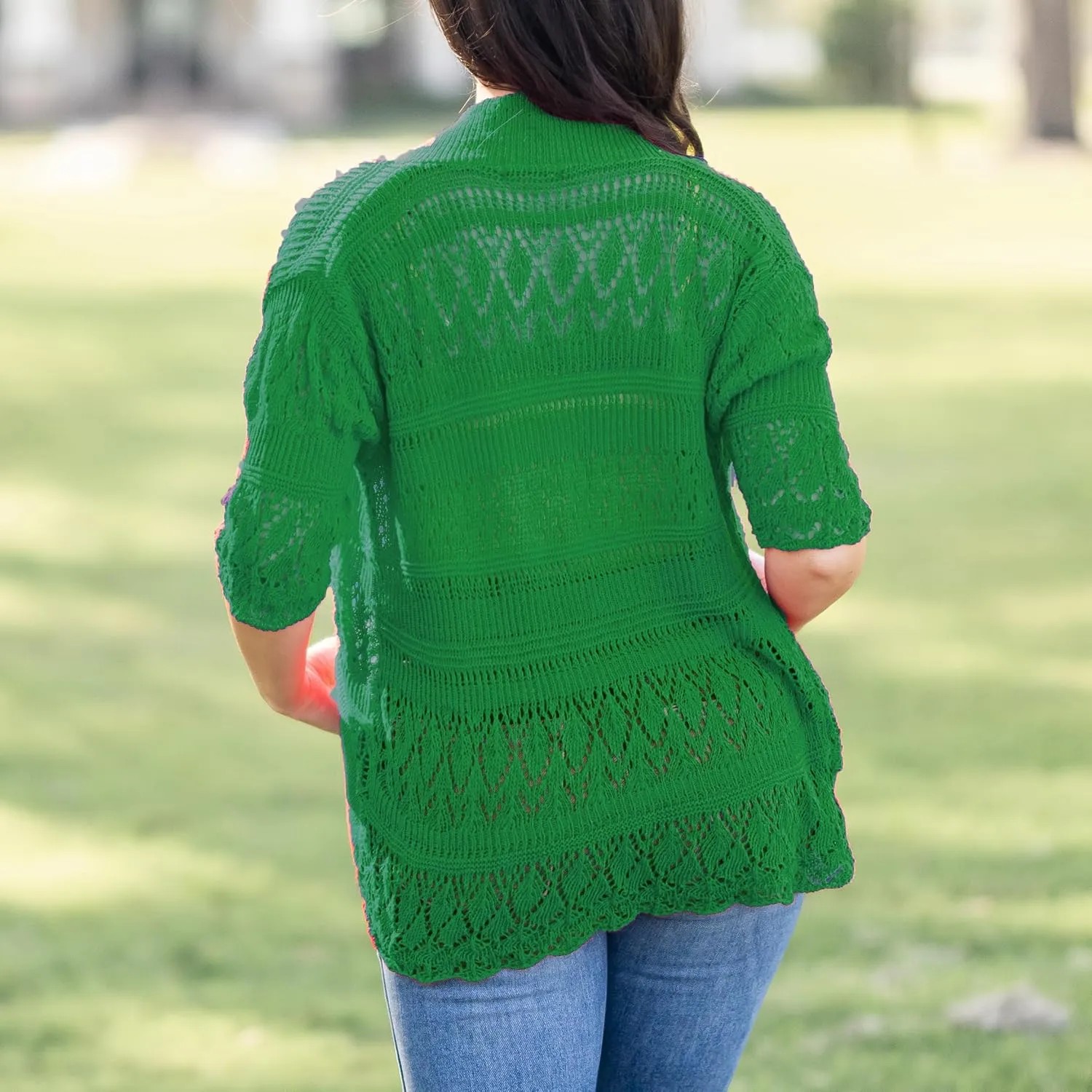 Loxdonz Women's Short Sleeve Crochet Knitted Bolero Shrug Cardigan Cropped Sweater