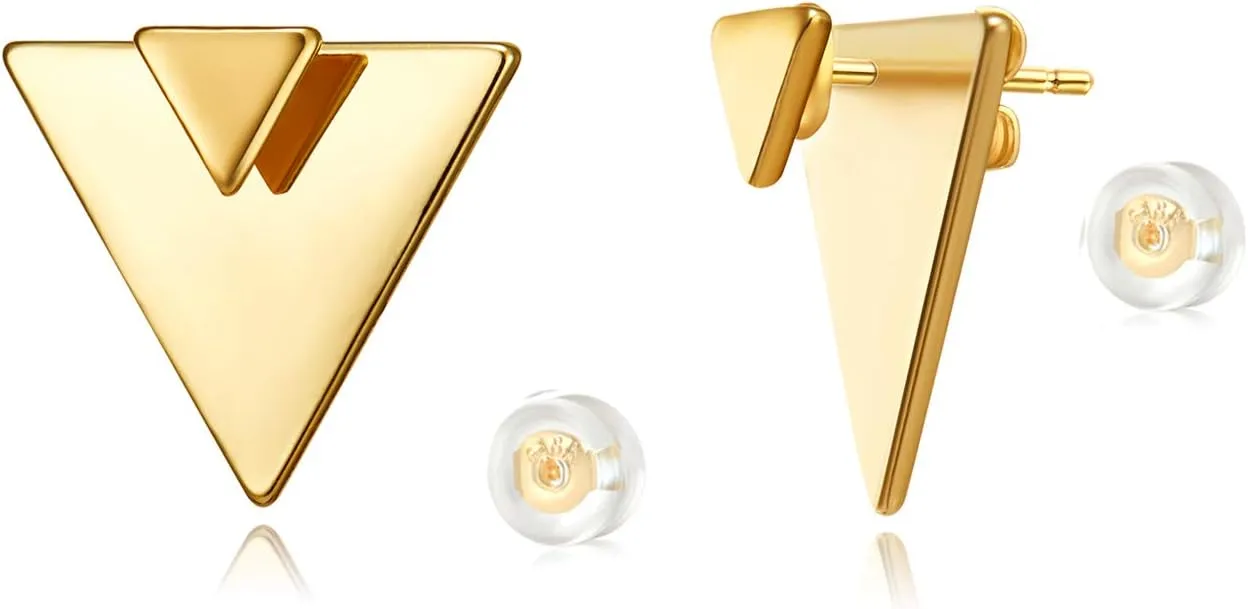 LOYATA Spike Earrings Gold Huggie Hoop Diamond Cubic Zirconia 14K Gold Plated Dainty Small Simple Hypoallergenic Geometric Jewelry Gift for Women