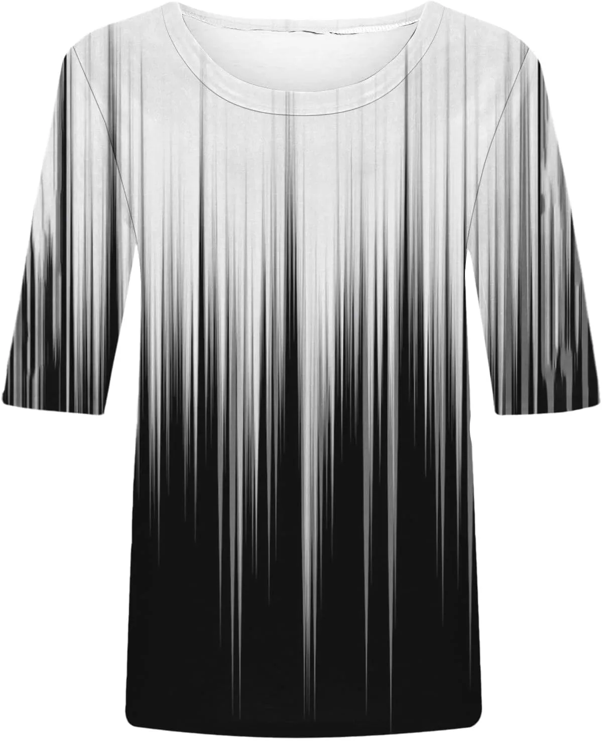 LRMQS Womens Elbow Length Sleeve Tops 2025 Spring Summer Floral Print Crew Neck T-Shirts Blouses Trendy Boho Clothes
