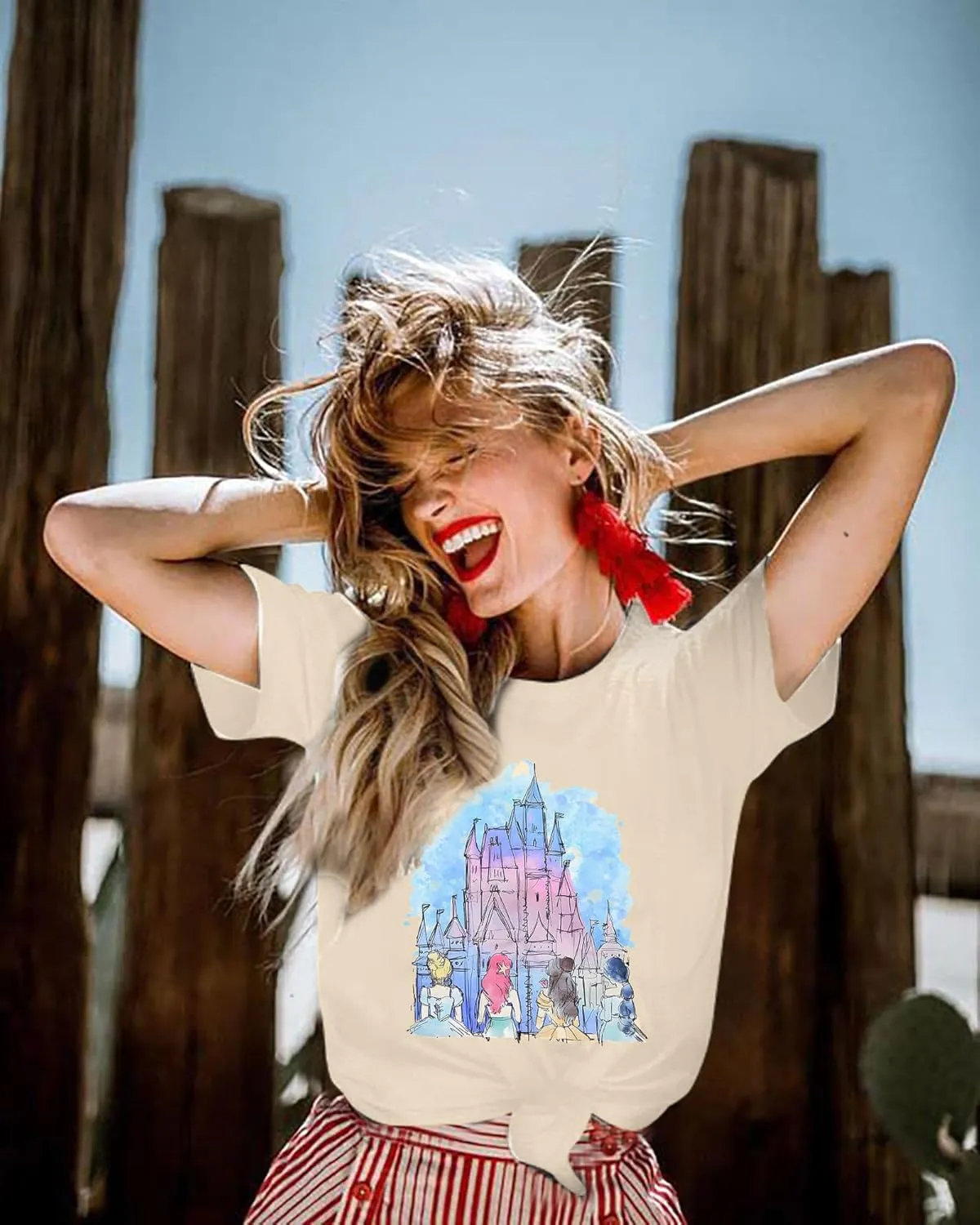 Magic Kingdom Shirts Castle T Shirts for Women Princess Castle Shirt Funny Vacation Trip Tee Casual Holiday Top