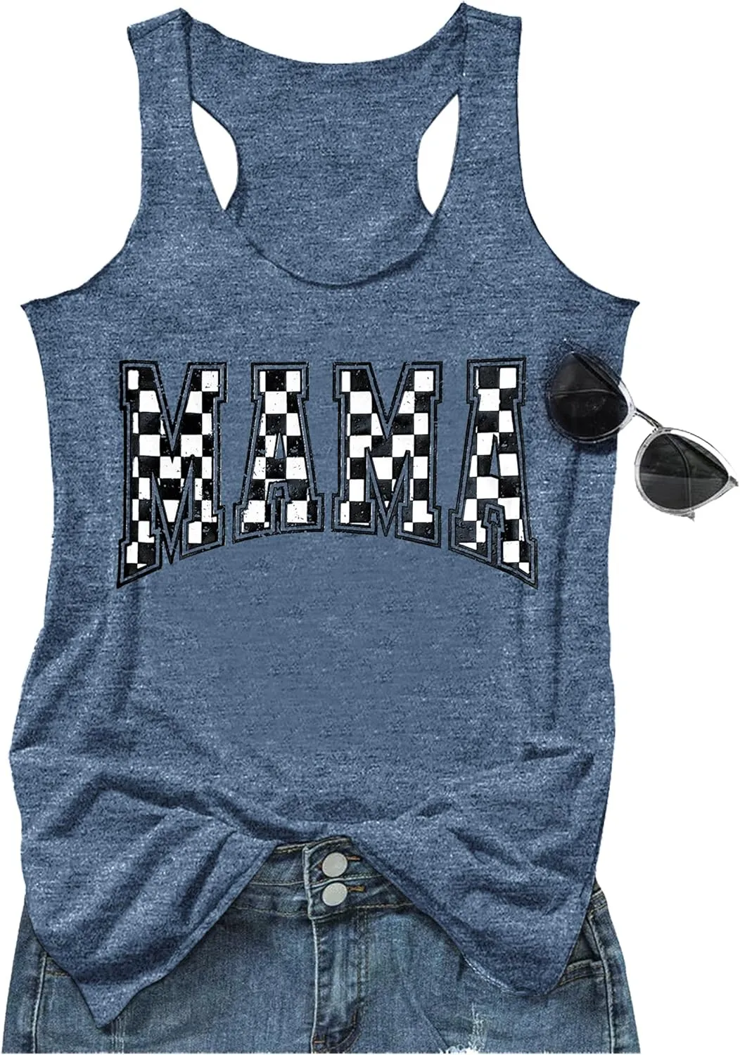 Mama Tank Tops for Women Funny Mom Racerback Tank Tops Boy Mom Outfits Tops Moms Club Graphic Camisole T Shirts Clothes