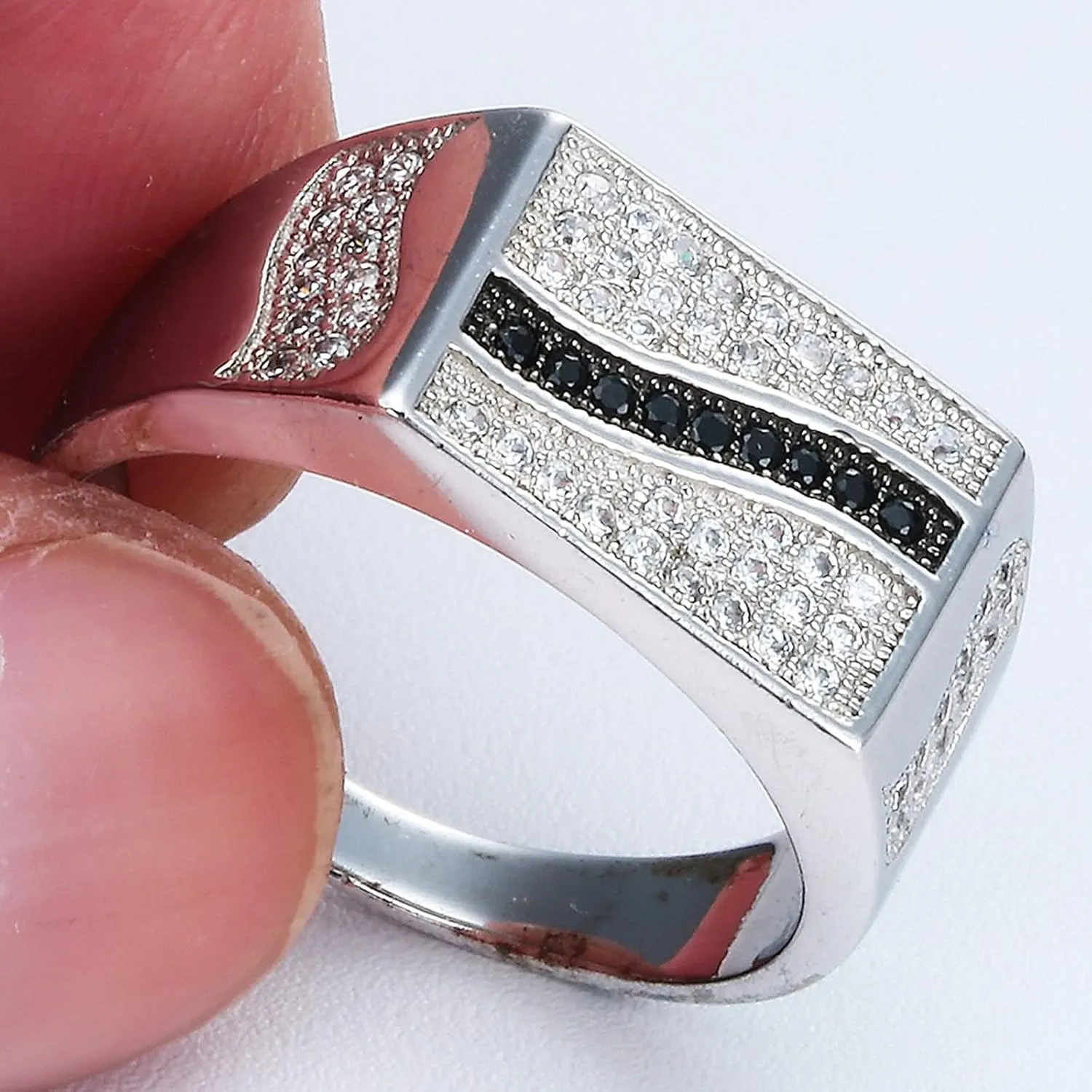 Marriage Rings, Silver Band Rings for Women Geometric Inlaid with Zircon Jewelry for Women