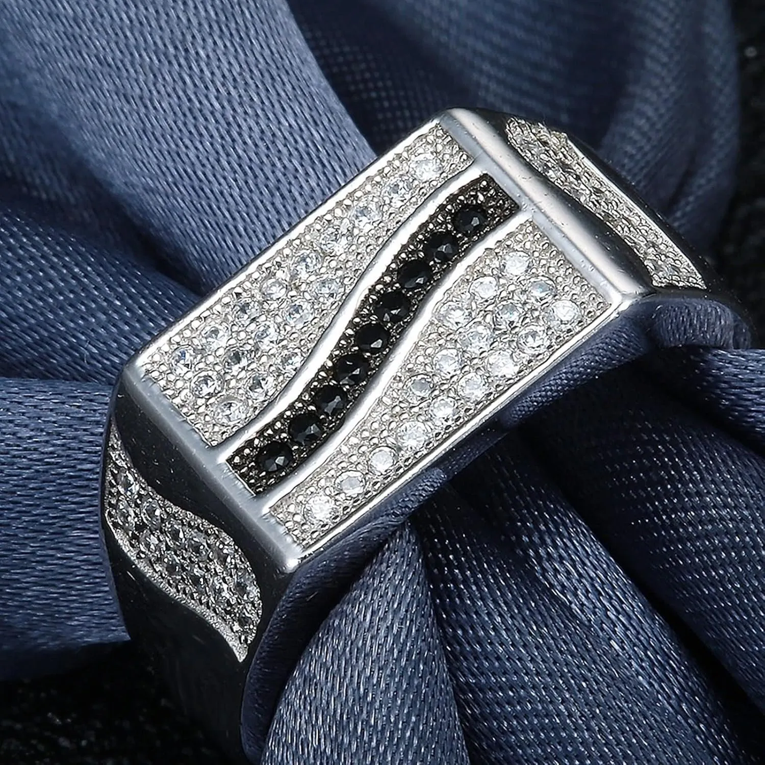 Marriage Rings, Silver Band Rings for Women Geometric Inlaid with Zircon Jewelry for Women
