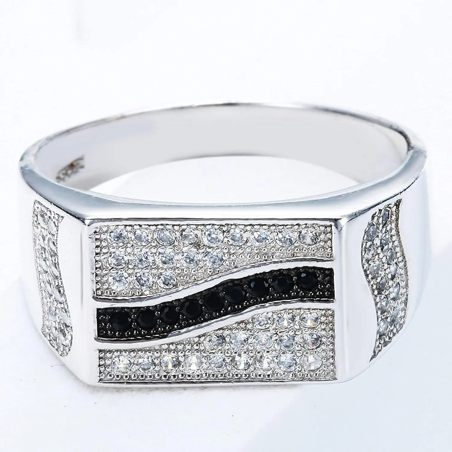 Marriage Rings, Silver Band Rings for Women Geometric Inlaid with Zircon Jewelry for Women