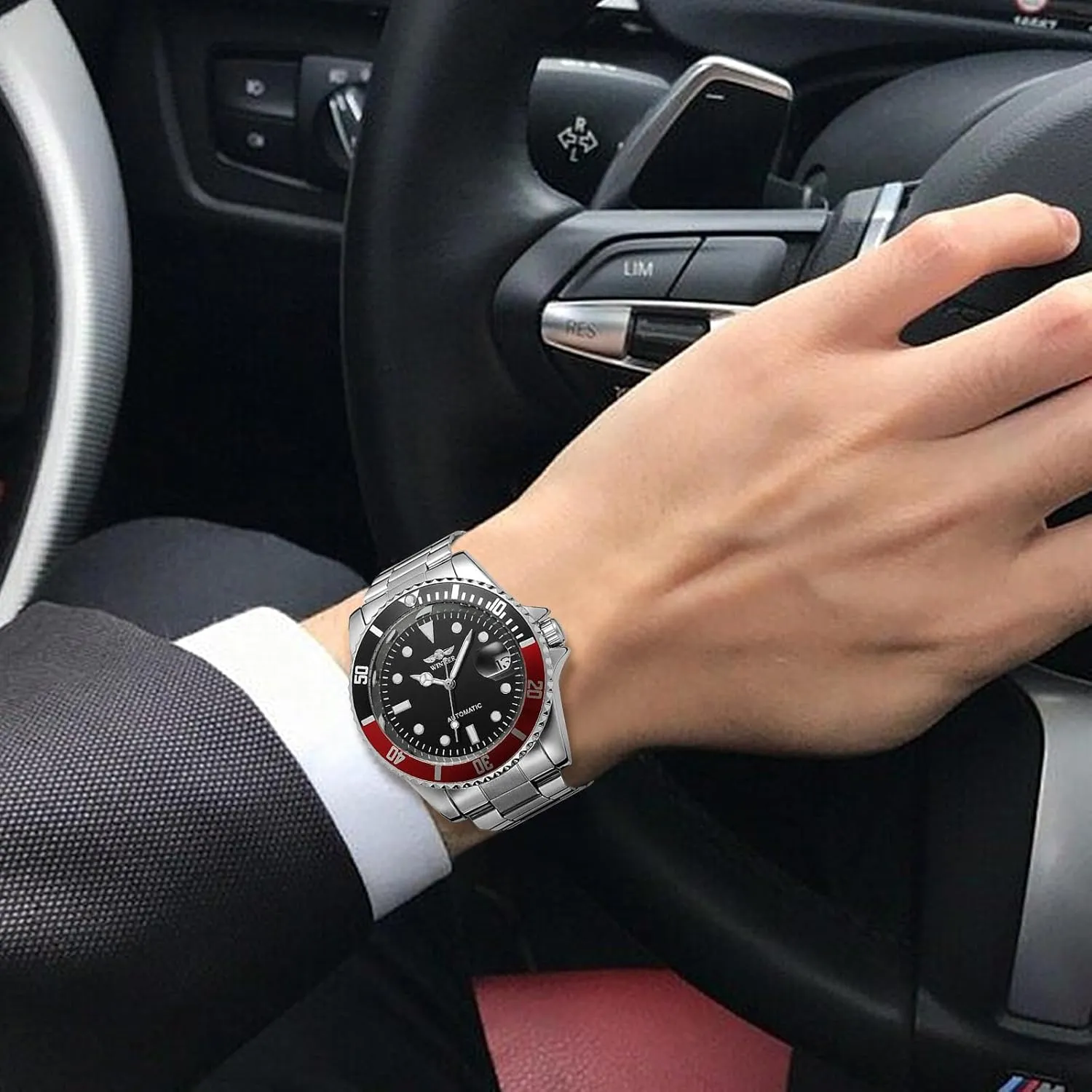 MASTOPMen Automatic Mechanical Watches Stainless Steel Waterproof Top Brand Luxury Mens Watch