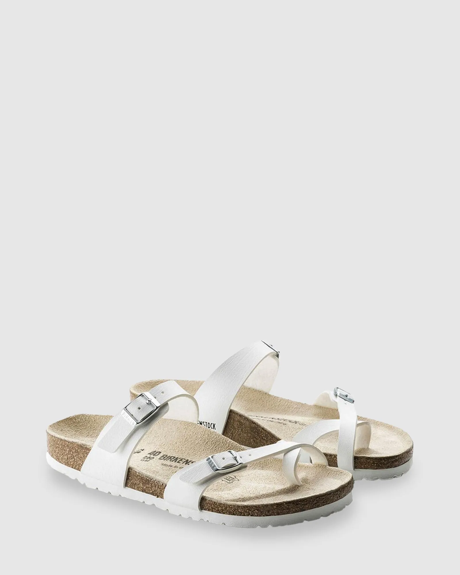 MAYARI WHITE BIRKO-FLOR NARROW SANDALS