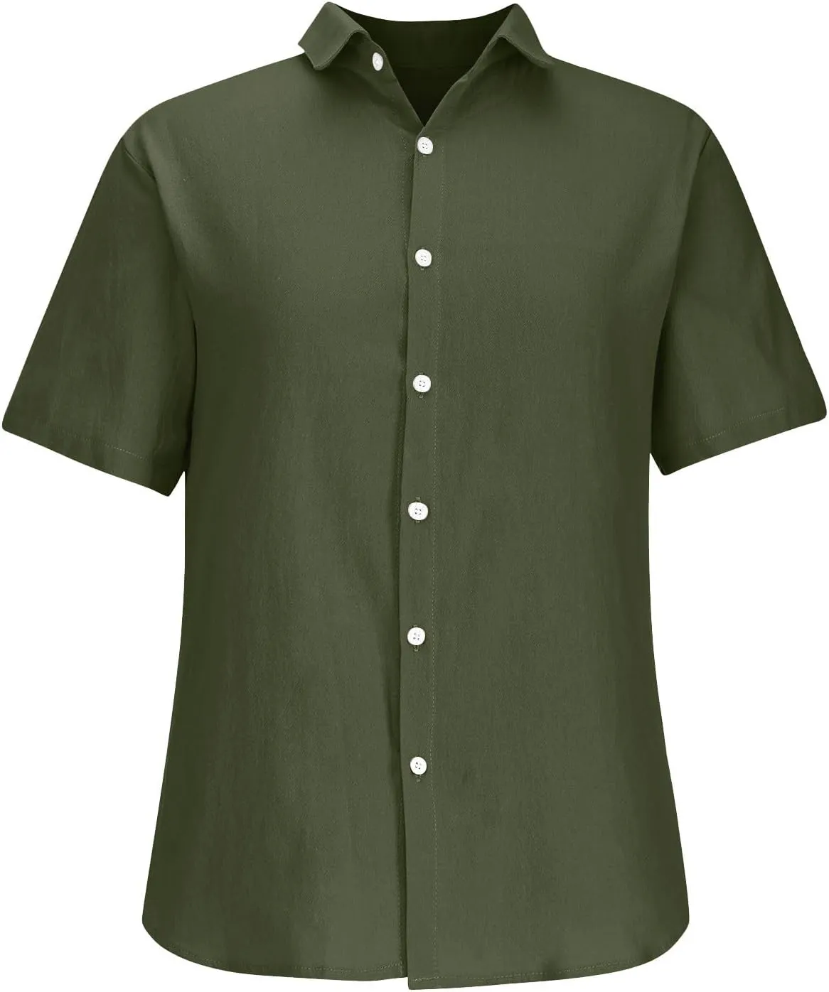 Men's Cotton Linen Button Down Shirts Short Sleeve Summer Beach Shirt Hawaiian Casual Shirt Blouse Business Tops