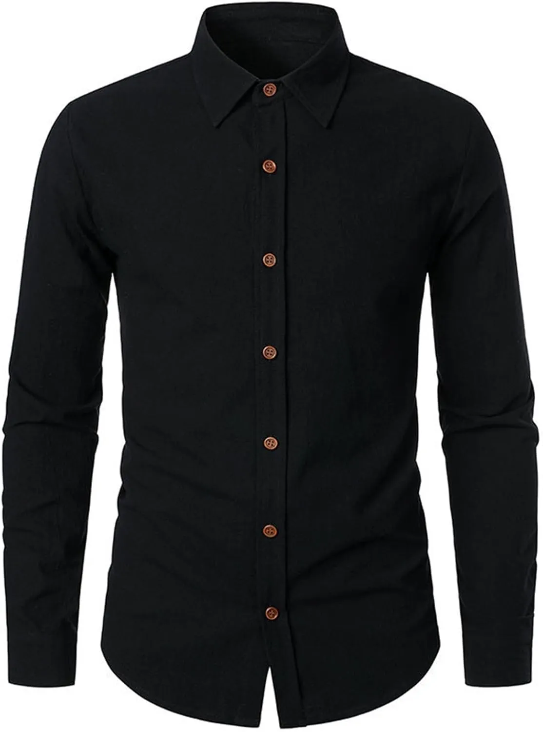 Men's Cotton Linen Dress Shirt Long Sleeve Button Down Summer Beach Shirt Lightweight Wrinkle Resistant Formal Office Top