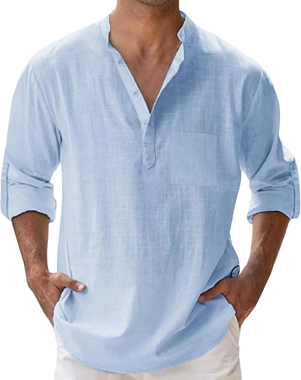 Mens Linen Shirts Long Sleeve Button Up Casual Shirts Loose Fit Comfy Summer Tops 2025 Fashion Beach Vacation Clothes