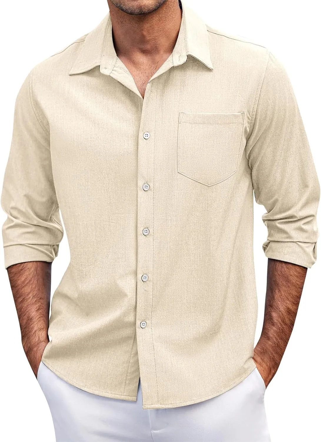 Mens Long Sleeve Button Down Shirts Casual Simple Solid Tops for Men Funny Print Party Dress Shirt Holiday Outfits